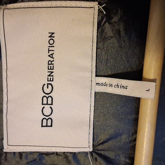 BCBGeneration Black Puffer Mixed Media Jacket Hooded Coat JR Sz L - Picture 7 of 9